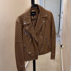 Express Women's Tan Quilted faux Leather Jacket